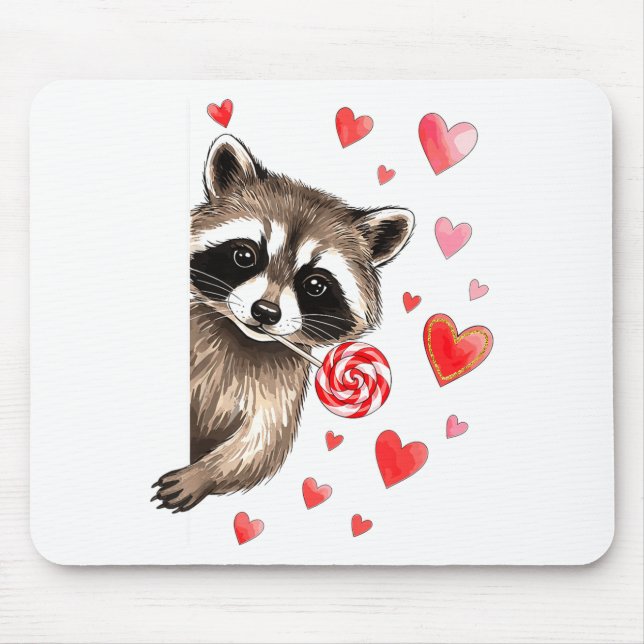Funny Feral Raccoon Valentine's Day Sarcastic Humo Mouse Mat (Front)
