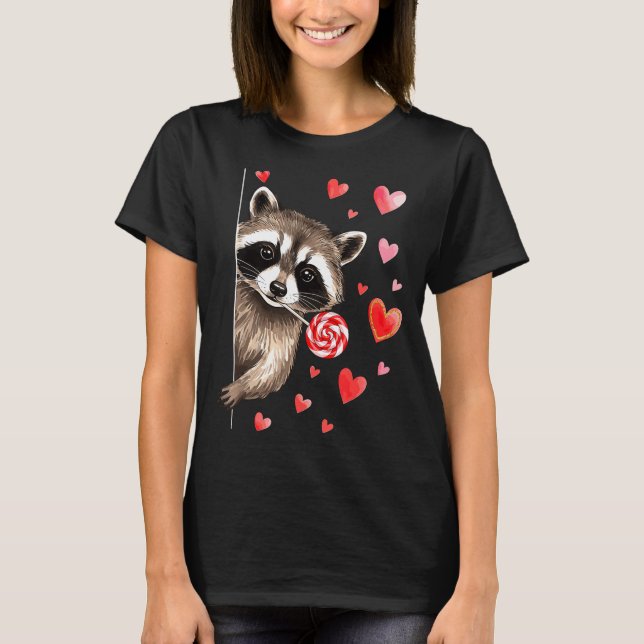 Funny Feral Raccoon Valentine's Day Sarcastic Humo T-Shirt (Front)