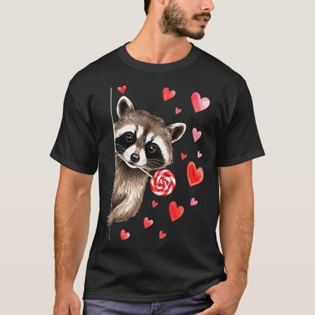 Funny Feral Raccoon Valentine's Day Sarcastic Humo T-Shirt (Front)