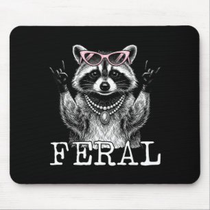 Funny feral racoon feral girl summer racoon mouse mat