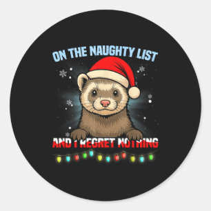 Funny Ferret Christmas Santa Hat Xmas Men Women Ki Classic Round Sticker