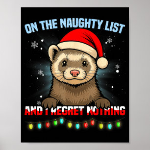 Funny Ferret Christmas Santa Hat Xmas Men Women Ki Poster
