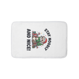Funny Ferret Christmas Stay Noodly And Nice Bath Mat
