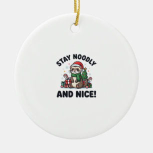 Funny Ferret Christmas Stay Noodly And Nice Ceramic Tree Decoration