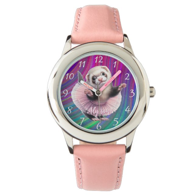 Funny Ferret in a Tutu Doing Ballet Watch (Front)