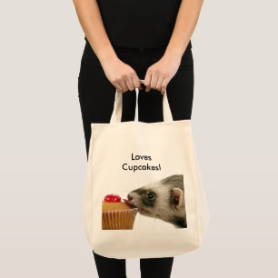 Funny Ferret Loves Cupcakes Photo Tote Bag