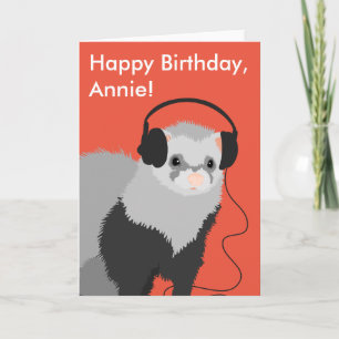 Funny Ferret Music Lover Birthday Card