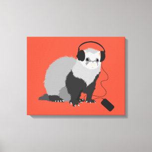 Funny Ferret Music Lover Canvas Print