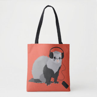 Funny Ferret Music Lover Tote Bag