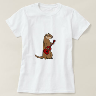 Funny Ferret Playing Red Guitar T-Shirt