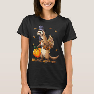 Funny Ferret Turkey Pumpkin Thanksgiving Gift Men  T-Shirt