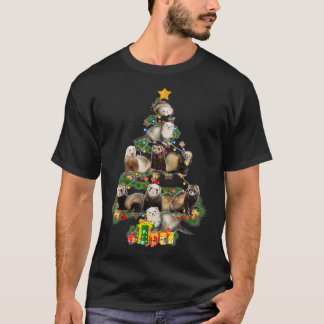 Funny Ferrets Merry Christmas Tree Ferrets Lover T-Shirt