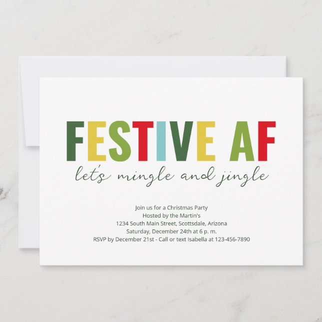 Funny Festive AF Christmas Party Invitation (Front)