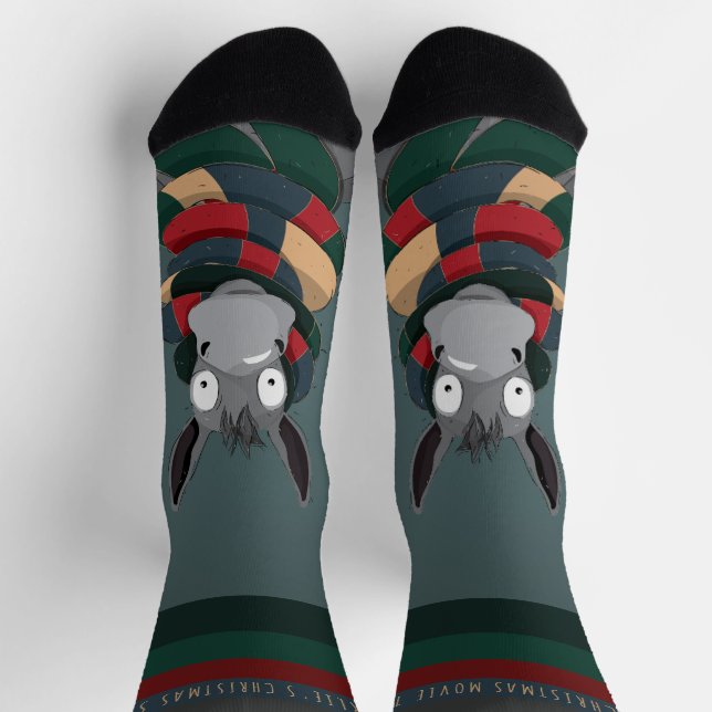 Funny Festive Chic Cute Donkey Turquoise Grey  Socks (Top)