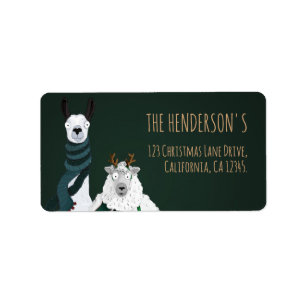 Funny Festive Chic Llama & Sheep Return Address Label