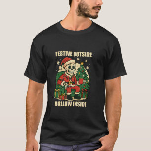 Funny Festive Christmas Skeleton Santa Holiday Hum T-Shirt