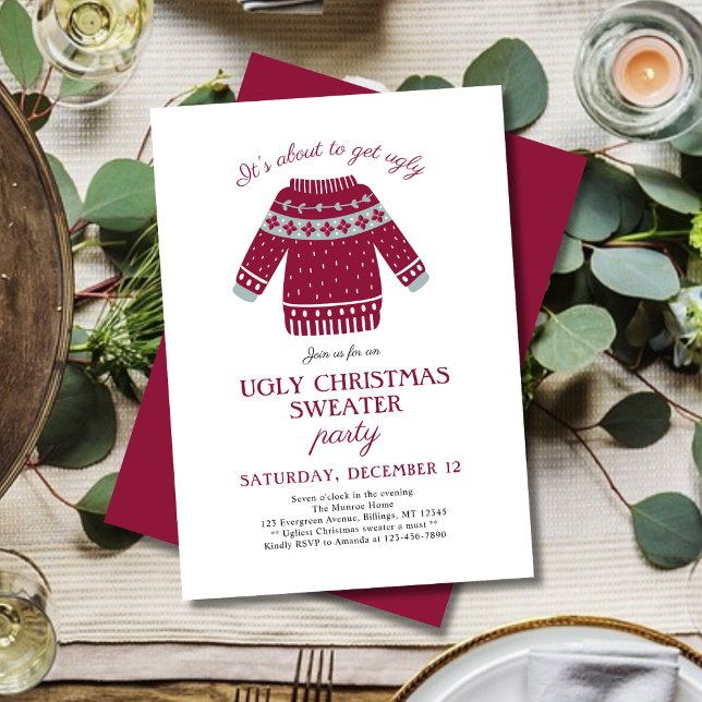 Funny Festive Christmas Sweater Party Invitation (Creator Uploaded)