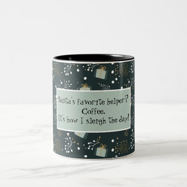Funny Festive Christmas  Two-Tone Coffee Mug (Center)