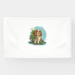 Funny Festive Dog Costume with decorated Christmas Banner