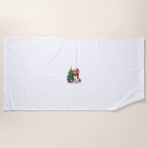Funny Festive Dog Costume with decorated Christmas Beach Towel