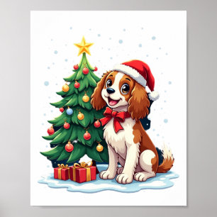 Funny Festive Dog Costume with decorated Christmas Poster