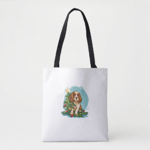Funny Festive Dog Costume with decorated Christmas Tote Bag