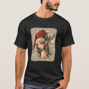 Funny Festive Fairy with Santa Claus Hat for Chris T-Shirt