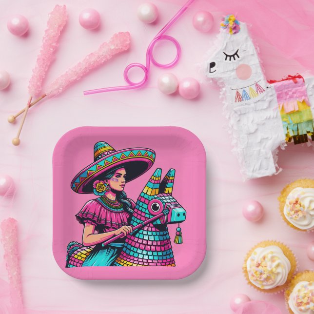  Funny Festive Fiesta Piñata Party  Paper Plate (Party)