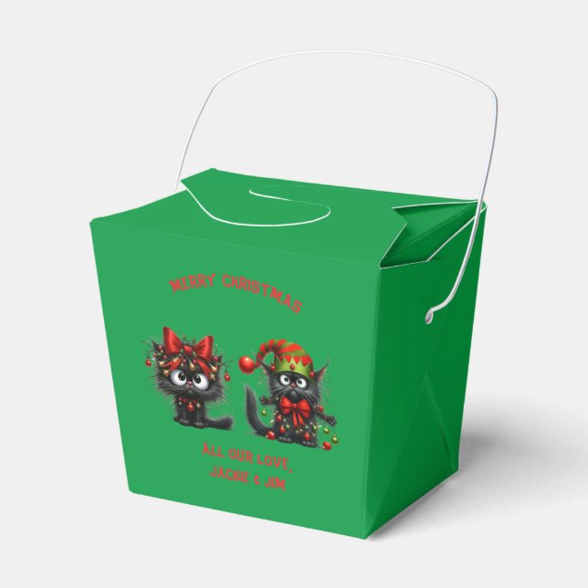 Funny Festive Frazzled Black Christmas Cats Favour Box (Front Side)