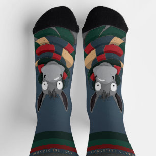 Funny Festive Fun Cute Winter Donkey Blue Grey Socks