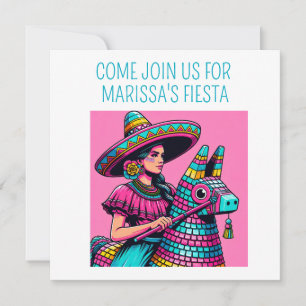 Funny Festive Fun Fiesta Piñata Colourful Pop Art Invitation
