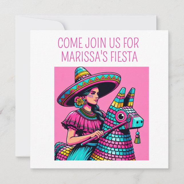 Funny Festive Fun Fiesta Piñata Colourful Pop Art Invitation (Front)