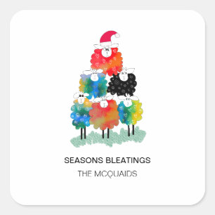 Funny & Festive Holiday Sheep Seasons Bleatings Square Sticker