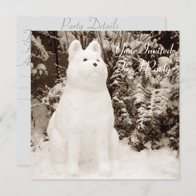 funny festive picture snowdog at christmas invitation (Front/Back)