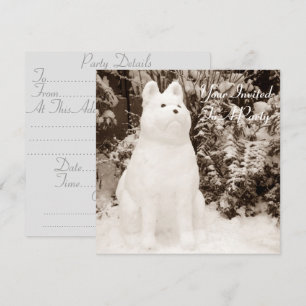 funny festive picture snowdog at christmas invitation