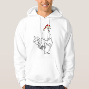 Funny Festive Rooster in Xmas Hat Cockerel Humour Hoodie