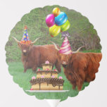 Funny Festive Steer Birthday Balloon<br><div class="desc">Fun and silly Scottish Highland steer to liven up your country birthday party. Coordinating card,  napkins,  and other items available. Thanks for looking and hope you enjoy!  Photo ©Christine Greenspan. Licensed birthday graphics.</div>