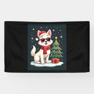 Funny Festive Sunglasses Dog with Christmas Tree C Banner