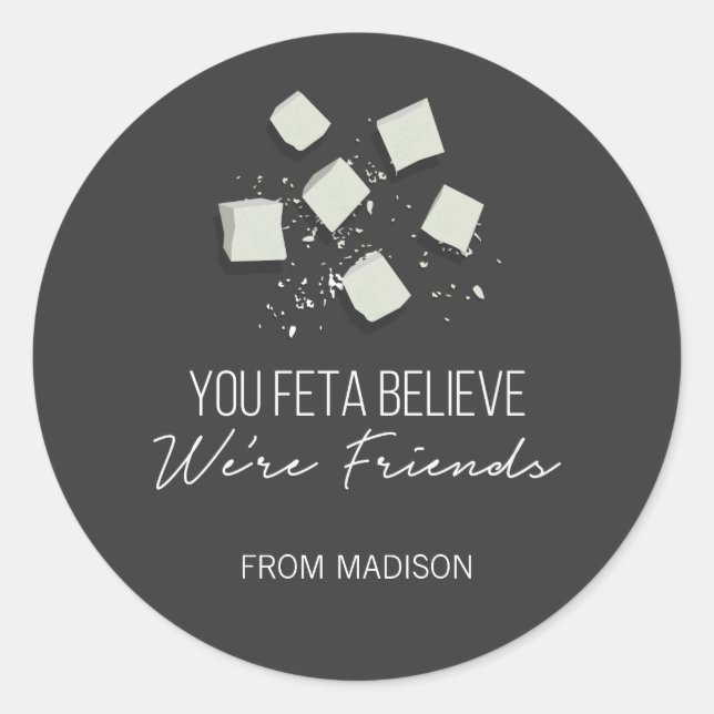 Funny Feta Friends Valentine Love Cheese Sticker (Front)