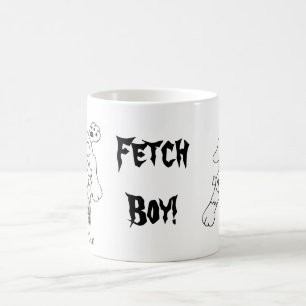 Funny Fetch Boy Dog Line Art Drawing Coffee Mug