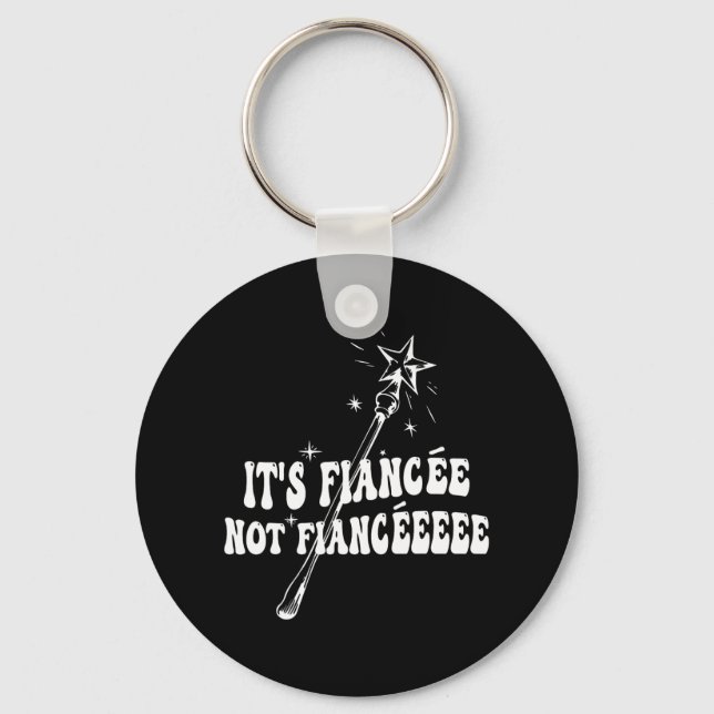 Funny Fiancée Engagement Bridal Party Wizard Wand  Key Ring (Front)