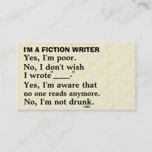 Funny Fiction Writer Answer Sheet Business Card