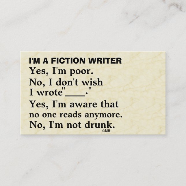 Funny Fiction Writer Answer Sheet Business Card (Front)