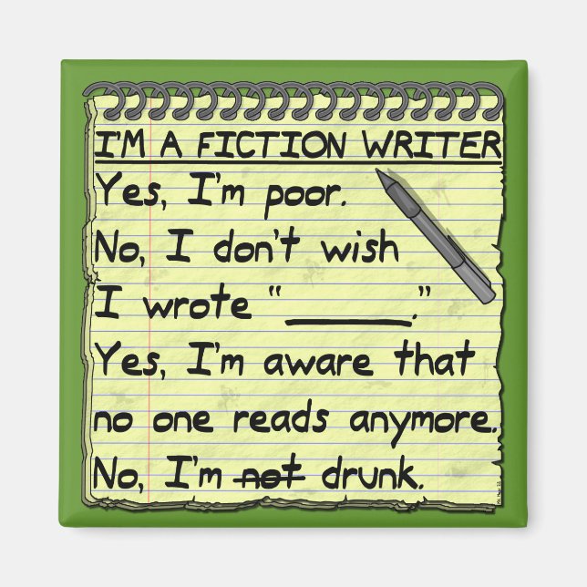 Funny Fiction Writer Answer Sheet Drunk Magnet (Front)