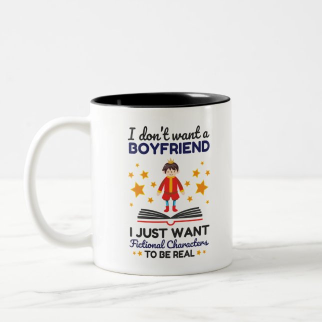 Funny Fictional Character Lover Book Reader Two-Tone Coffee Mug (Left)