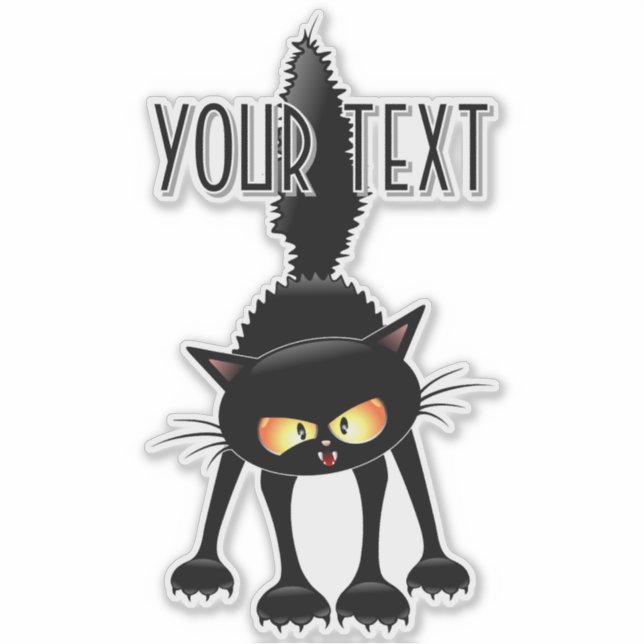 Funny Fierce Black Cat Cartoon  (Front)