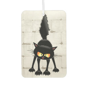 Funny Fierce Black Cat Cartoon  Car Air Freshener