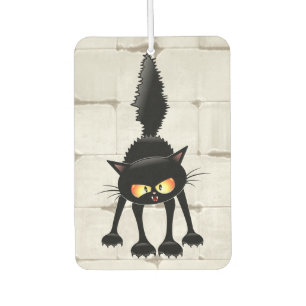 Funny Fierce Black Cat Cartoon  Car Air Freshener