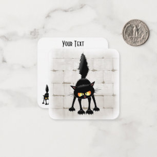 Funny Fierce Black Cat Cartoon  Card