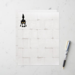 Funny Fierce Black Cat Cartoon  Custom Letterhead
